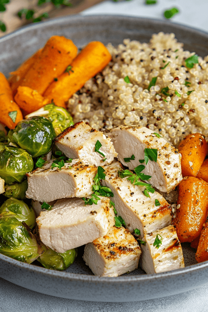 Индейка с киноа и сезонными овощами